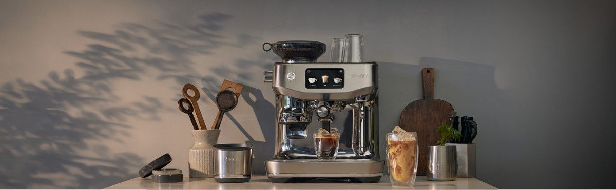 Coffee machine setup on kitchen bench