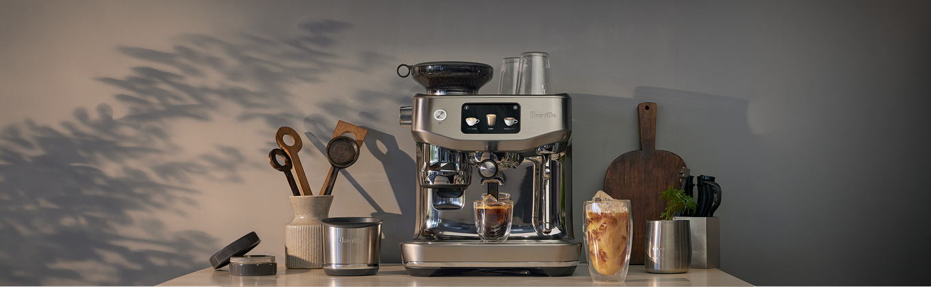 Coffee machine setup on kitchen bench